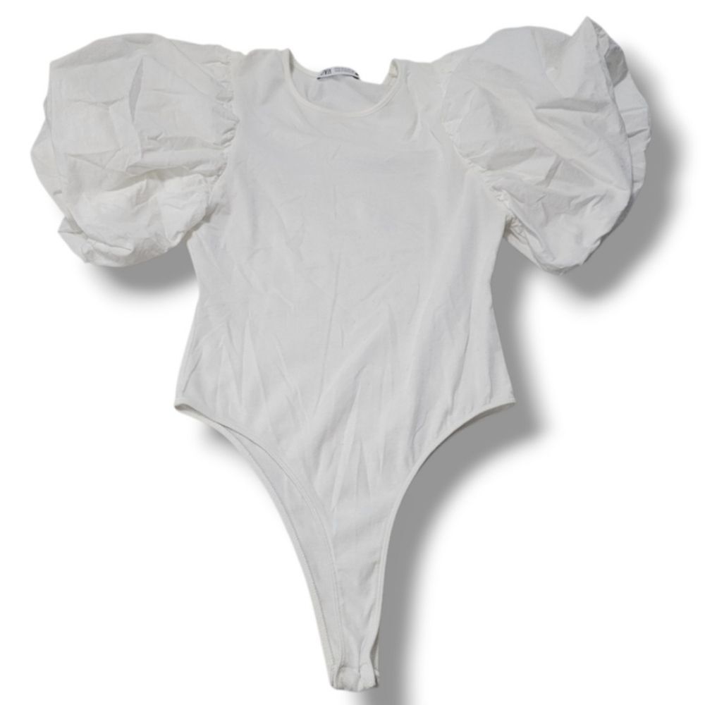 Zara Bodysuit Size Small Women's Bodysuit Puff Sleeves Bodysuit Balloon Sleeves